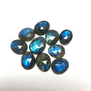 Lot de 10 pierres précieuses ovales de feu bleu coupe rose de labradorite naturelle pour la fabrication de pendentifs de bijoux - Product Image 5