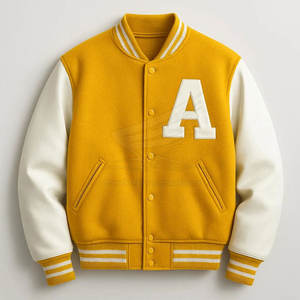 Customized Design Men's Letterman Jacket Front Logo High Street Style Winter Jacket <b>Wool</b>/<b>Cotton</b> Breathable New Arrival Custom - Product Image 1