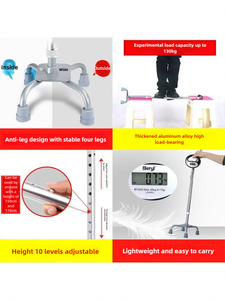 Bastón de cuatro patas de aluminio Un-7803, muletas ligeras antideslizantes para equipo de rehabilitación de ejercicio de ancianos - Product Image 4