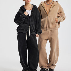 2025 Clothing Manufacturers Custom Acid Wash Sun Faded <b>Hoodie</b> Cotton French Terry Heavyweight Men Zip up Vintage <b>Hoodie</b> - Product Image 3