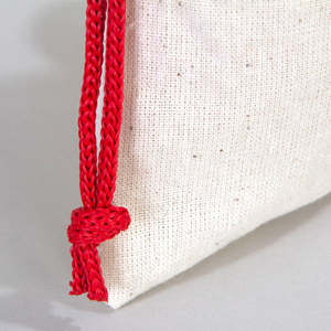 Red Cotton <b>Drawstring</b> <b>Pouch</b> 4 W X 5 H Screen Printed Logo Recyclable Fabric for Jewelry Packaging and Gift Promotion - Product Image 6