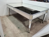 Table à manger en verre miroir 10 places, location pour événements de mariage, hôtel, villa, pliable, qualité supérieure, couleur argent antique, en bois