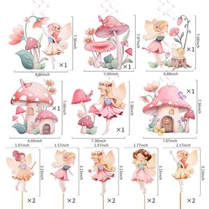 My Fairy Banners Spiral Pendentifs Set de <span class=keywords><strong>d</strong></span>écoration de gâteau pour Fairy First Birthday Party Supplies Forest Garden Baby Shower - Product Image 3