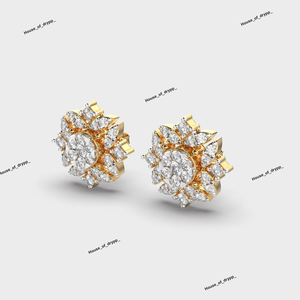 Boucles d'oreilles élégantes en argent avec diamants en forme de fleur, avec un halo de diamants en moissanite, boucles d'oreilles pour femmes - Product Image 2