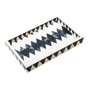 Plateau moderne éco-responsable en os incrusté pour table basse et console |   Accessoire de décoration d'intérieur de luxe, artisanal, durable et compatible lave-vaisselle - Product Image 5