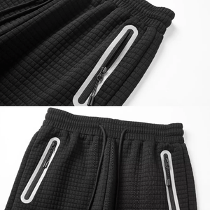 Venta caliente de los hombres de talla grande cuarto de cremallera Cargo chándal patrón sólido con capucha chaqueta pantalón chándal conjunto para el Medio Ambiente - Product Image 5