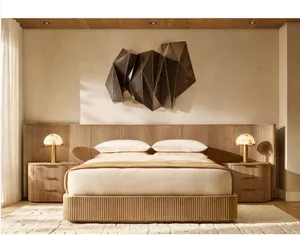 家庭用の高品質ミッドセンチュリーモダンオーク木製ナイトスタンドカスタムカーブ密閉型ベッドサイドキャビネット