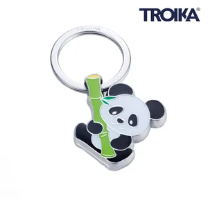 Portachiavi e Moschettoni Promozionali Personalizzati in Bambù a Forma di Panda - Gadget Personalizzabili con Design Portachiavi - Product Image 1