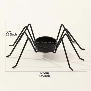 Portavelas de luz de té de Metal con diseño de araña con patas de araña acabado negro para el hogar decoraciones de mesa de Halloween - Product Image 6