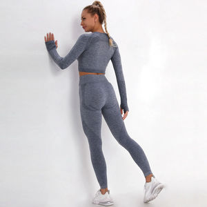Conjuntos de yoga personalizables de alta calidad para mujer Diseño de patrón sólido Precio razonable El mejor material para su propio estilo - Product Image 6