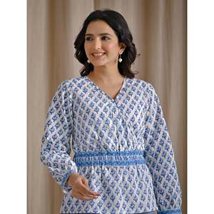 ผ้าทอระบายอากาศได้ดีทำจากผ้าฝ้ายสีขาวและสีฟ้า - Product Image 5