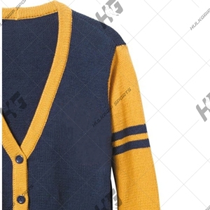 Yellow Sleeve And Black Body Varsity chenille <b>Cardigan</b> <b>Sweater</b> with Striped Sleeves Sorority & Fraternity Apparel Supplier - Product Image 4