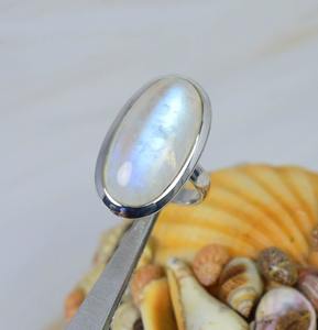 Arco Iris piedra lunar 925 anillo de piedras preciosas de plata esterlina joyería hecha a mano junio piedra natal forma ovalada anillo regalo para Navidad - Product Image 4