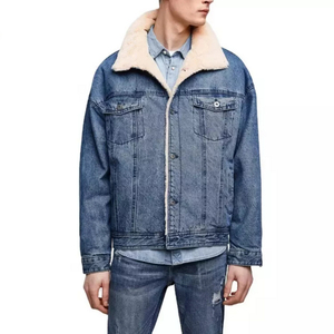 เสื้อแจ็กเก็ตยีนส์ผ้ายีนส์คาวบอยแขนยาวสำหรับผู้ชายเสื้อแจ็กเก็ตแนวสตรีทผ้าย้อมสีล้วนมีปกตั้งและกระเป๋าด้านหน้า - Product Image 5