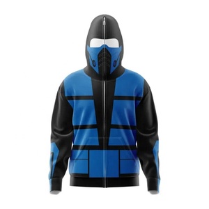 Sudadera con capucha y cremallera de cara completa de algodón personalizada, sudadera con estampado digital, de doble capa Sudadera con capucha, sudadera con capucha y cremallera doble de gran tamaño para hombre - Product Image 5