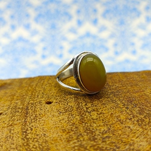 Bague œil de chat en argent 925 faite à la main avec bijoux en diamant fantaisie à double bande pour femmes, cadeau d'anniversaire et de mariage d'Inde - Product Image 1