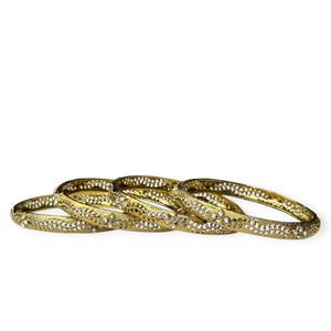 Traditional <b>Gold</b> Plated Slim Stone Bangles Elegant Bridal Wedding & Party Wear Premium Imitation Jewellery at Wholesale Price - Product Image 3