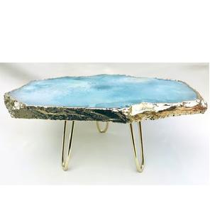 American Style Natural Agate Round Shape Cake Platter Single Tear Cake Stand Cake Server Steel Cheese Set - Product Image 6