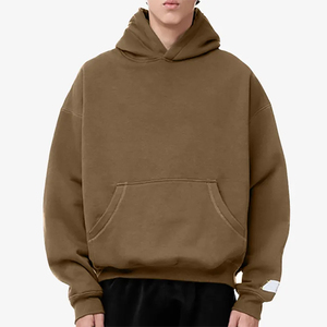 Premium Men's 350g Cotton Oversized Boxy Hoodie Sudaderas de invierno bordadas sin cuerdas Sudaderas con capucha lisas en varios colores - Product Image 2