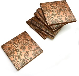 Luxury Design <b>Copper</b> Square Coaster and White Polish Coffee Bar <b>Accessories</b> Drink for Best Price - Product Image 5