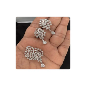 Bijoux fantaisie boucles d'oreilles diamant naturel boucle d'oreille et pendentif ensemble de haute qualité luxe femmes pendentif boucles d'oreilles ensemble de bijoux - Product Image 4