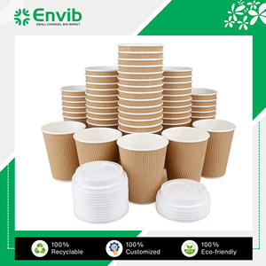 Diseño especializado con logotipo personalizado Vasos de papel de pared ondulado 12oz de suministro directo de fábrica en color Kraft, Blanco, Negro - Product Image 3