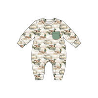 Précommande Yawoo Combinaison unisexe à manches longues, imprimé patchwork cerf et canard, respirante, douce, avec fermeture à boutons-pression à l'entrejambe