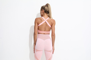 ชุดโยคะของผู้หญิงสีแดงชุดออกกำลังกายออกกำลังกายระบายอากาศได้ดีพร้อมดีไซน์ปิดเอวยางยืด - Product Image 2