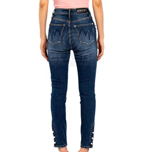 Jeans de diamantes de moda para mujer, pantalones vaqueros rectos de cintura alta con diamantes de imitación, ropa informal, proveedor directo de fábrica - Product Image 2