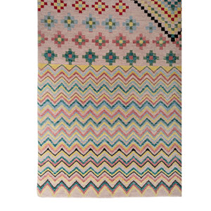 Alfombra Manchaha de Lana y Seda de Bambú Anudada a Mano con Patrón Geométrico Abstracto Multicolor de 10mm, Rectangular, para Pasillo y Uso Doméstico - Les-1556 - Product Image 4