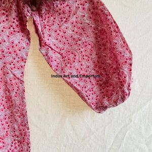 Hermoso Vestido Estampado Floral en Bloques de Algodón, Vestido para Uso Casual, Vestido Estampado a Mano - Product Image 6