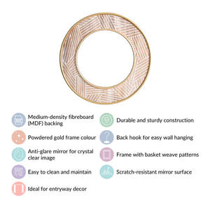 Wholesale Modern Home Decor <b>Round</b> Gold <b>Mirror</b> Aluminium Alloy Metal Frame <b>Wall</b> Decorative <b>Mirrors</b> Available at Price - Product Image 3