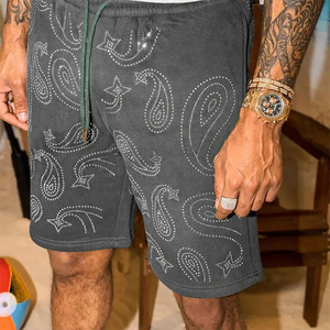 Shorts personalizzati con strass e lavaggio acido con trasferimento termico Vintage Set di cotone pesante con pietra acida e pantaloncini Unisex - Product Image 3