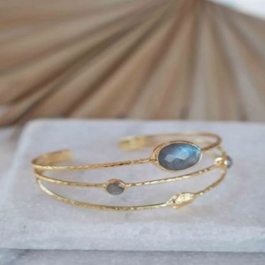 Bracelet en pierre de Labradorite plaqué or en laiton à la mode Bracelet élégant pour filles - Product Image 4