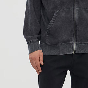 Sudaderas con capucha de lavado ácido con cremallera para hombre de gran tamaño de peso pesado 100% de algodón - Product Image 5