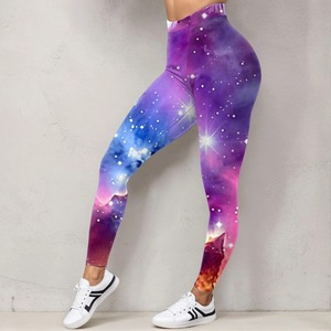 Pantalones estampados para mujer Leggings de talla grande Fantasy Galaxy Cosmic Home Cosmic Sky Butt Lifting Casual Workout Gym Leggings - Product Image 5