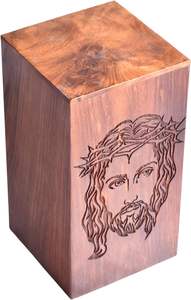 Urne en palissandre pour cendres humaines-Croix Cetlic et boîte en bois visage de jésus-Urne de crémation personnalisée pour cendres fabriquée à la main grande - Product Image 3