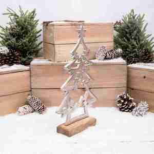Ornements d'arbre de Noël en aluminium les plus vendus avec base en bois Articles de Noël en métal pour la décoration de Noël - Product Image 3