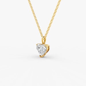Pendentif solitaire classique en forme de cœur avec diamant de laboratoire taillé en cœur de 0,68 carat, qualité EF-VVS2, en or massif 14 carats, bijou très demandé - Product Image 1