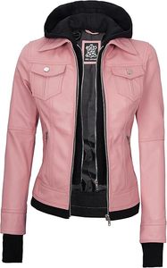 Custom Women's Hooded Lambskin <b>Leather</b> <b>Jacket</b> Comfortable Stylish Removable Hood Solid Pattern Woven Top Manufacturers Exporters - Product Image 5