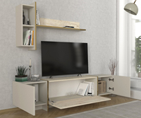 Unit TV Veyron Mewah Terlaris Eksklusif Modern Panel Kayu Chipboard Batu Pasir-Travertine untuk Ruang Makan dan Ruang Tamu Hotel