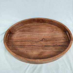 Plateau de service ovale en bois de la meilleure qualité pour restaurants, fabriqué à la main par des artisans indiens, artisanat en bois. - Product Image 1