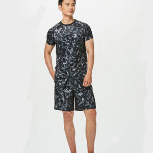 กางเกงขาสั้นผู้ชายสีดำเทาทึบไฮสตรีทเป็นมิตรกับสิ่งแวดล้อมผ้าแห้งเร็วเอวยางยืดลำลองกีฬากลางแจ้ง - Product Image 2