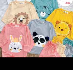 Conjunto corto de bloque de color casual para niños Mezcla de poliéster de punto con estiramiento ligero - Product Image 5