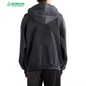 Sweat à capuche zippé personnalisé de haute qualité 2026, unisexe, 100 % coton French Terry, effet vieilli, respirant, séchage rapide - Product Image 6