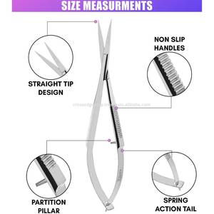 Ciseaux à cuticules extra pointus pointes courbes russes Micro cils sourcils action ressort ciseaux de manucure fournisseurs directs d'usine - Product Image 3