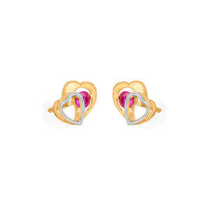 Boucles d'oreilles Rosy Hearts en laiton plaqué or avec accents de zircon et de perles - Product Image 4