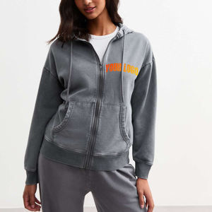 High Quality Custom 100% Cotton Fleece Long Sleeve Pullover Ladies Pocket <b>Women</b> <b>Winter</b> <b>Tops</b> Streetwear Hoodie Badge Turtleneck - Product Image 4