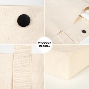 Canvas LUX Tote <b>Bag</b> 10 oz Cotton <b>Medium</b> Size 18 16 4 Inches Snap Button Front Pockets Screen Letter Pattern for Advertising - Product Image 5