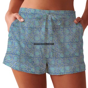 Shorts de Algodón con Estampado Sanganeri para Mujer, Ropa de Verano, Shorts de Algodón con Estampado de Bloques, Colección Playa, Estilo Baby Doll - Product Image 6